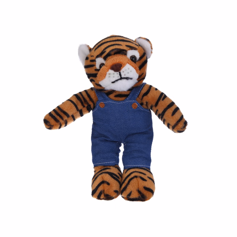 Soft Plush Stuffed Tiger in denim overall.