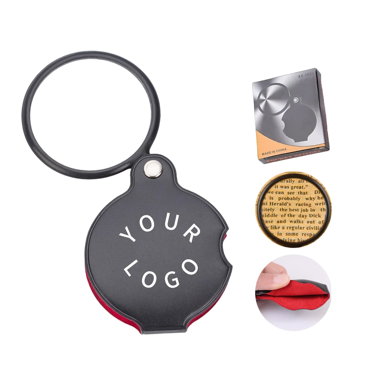 Folding Pocket Magnifier 10X 2.8" Length x 2.16" Width x 0.4" Thick, custom ruler with logo imprint 1