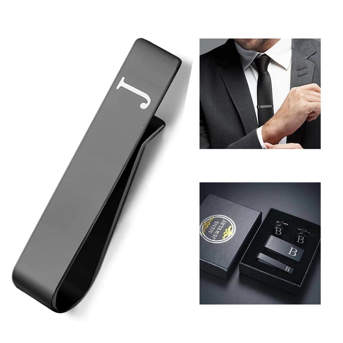 Personalization Men Large Letter Tie Clip 1