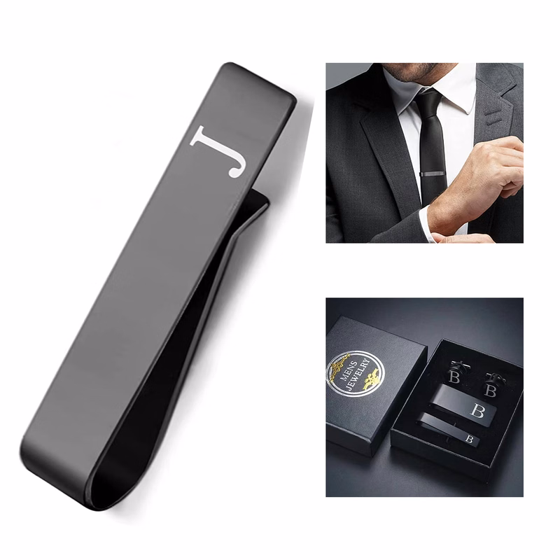 Personalization Men  Large Letter Tie Clip
