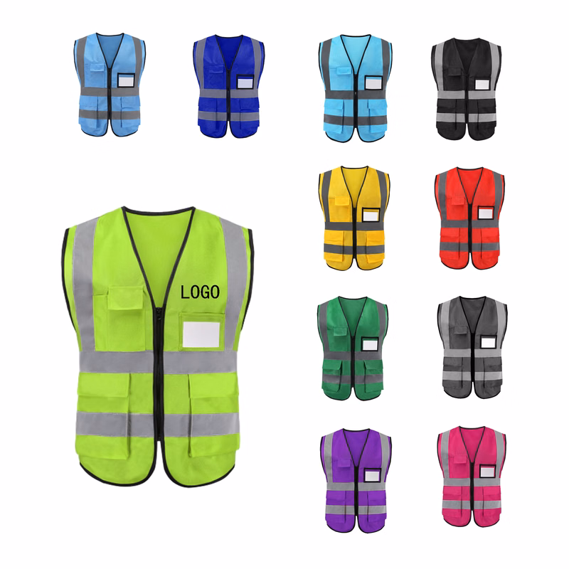 Reflective Safety Vest With Pockets And Zipper