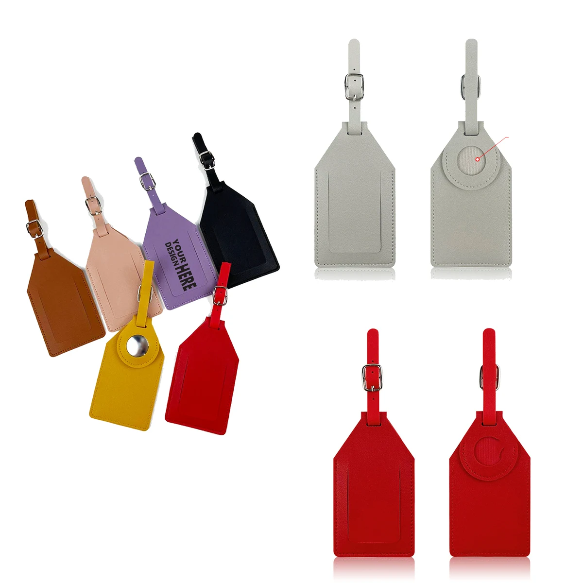 PU Leather Luggage Tag With Tracker Holderr 1