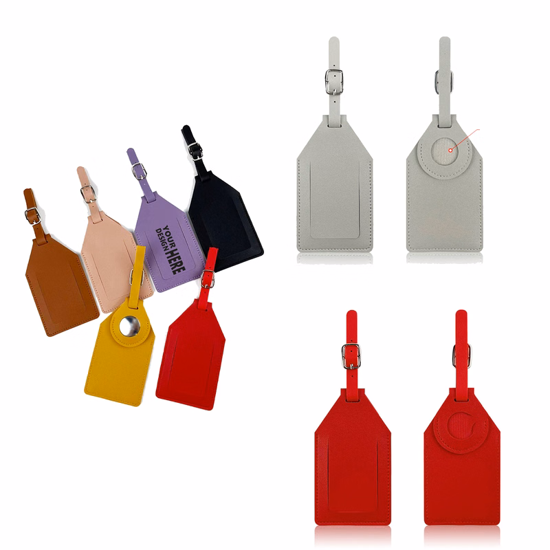 PU Leather Luggage Tag With Tracker Holderr