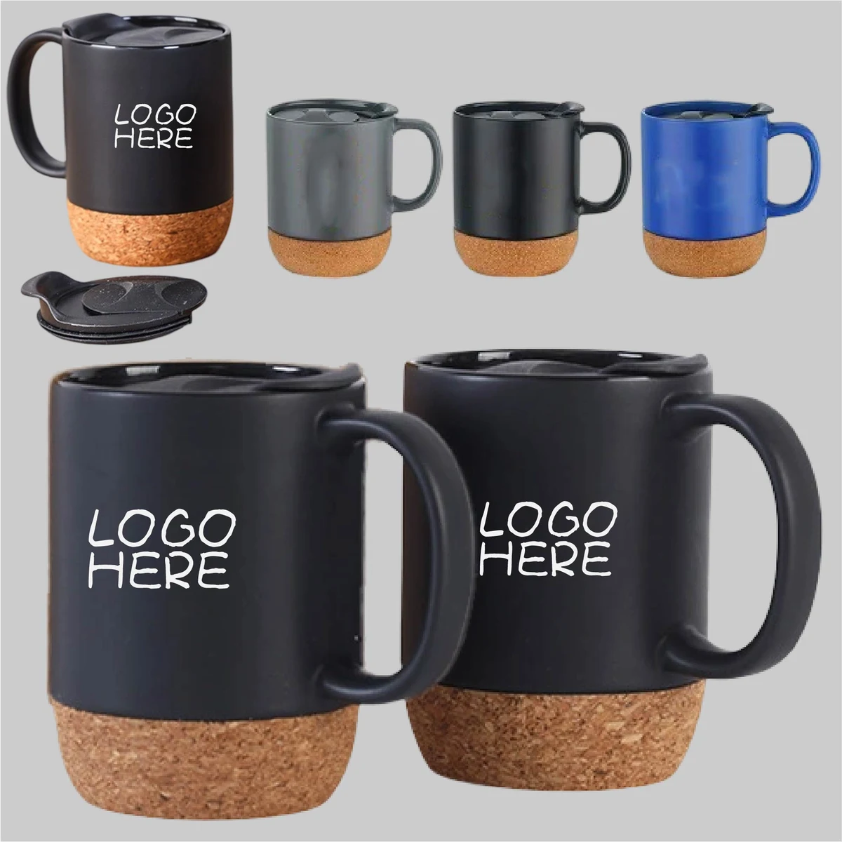 Cork Bottom Ceramic Mug with Lid and Handle 1