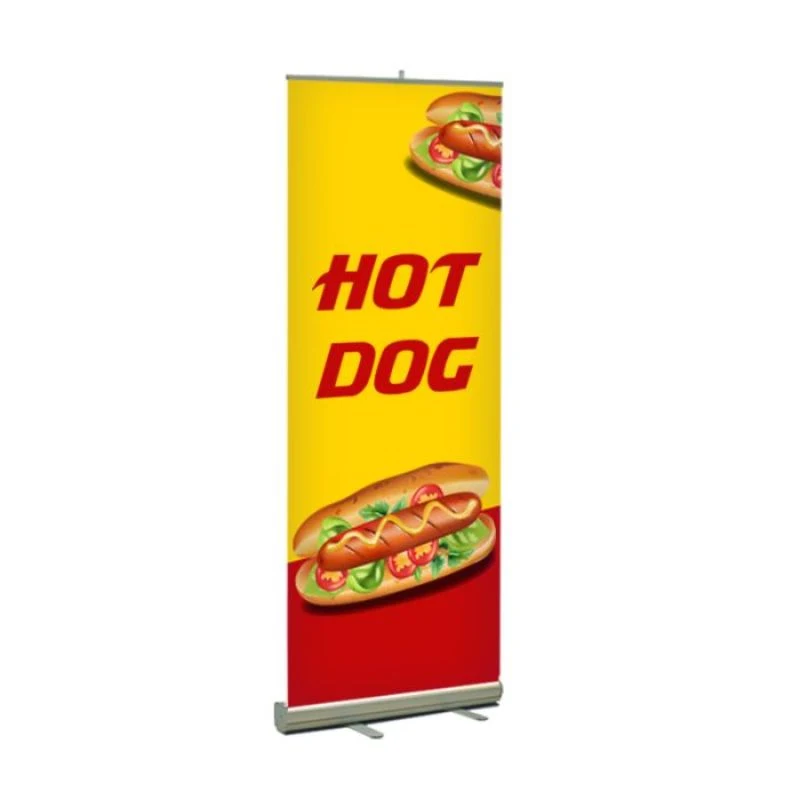 Hot Dog Pre Printed Premium Retractable Banner Yellow 33" x 80" 1