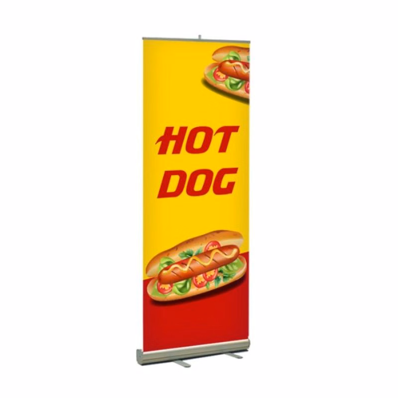 Hot Dog Pre Printed Premium Retractable Banner Yellow 33" x 80"