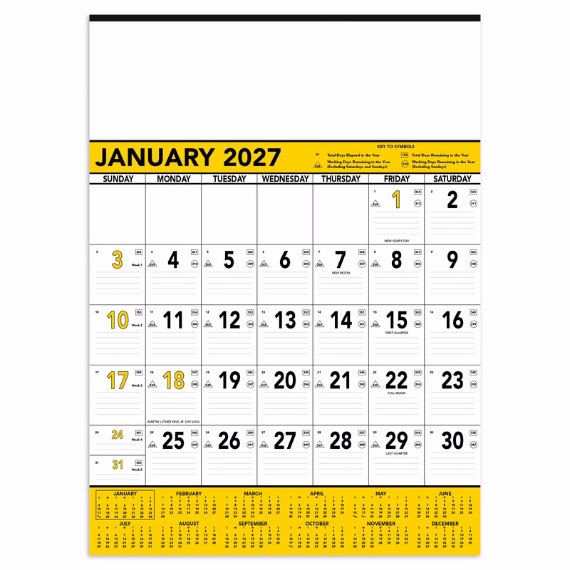 Triumph® Calendars Yellow & Black Contractor Memo Calendar