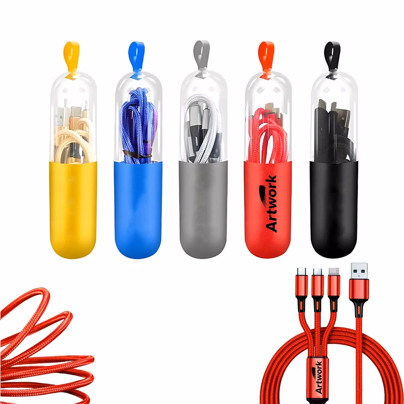Three In One Nylon Braided Data Cable