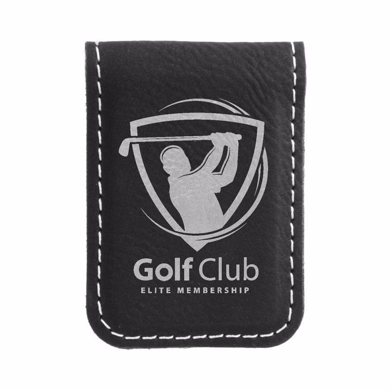 Black & Silver Leatherette Money Clip