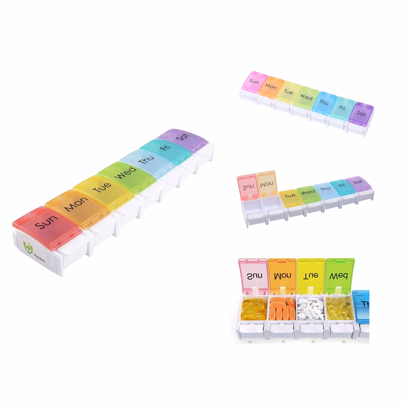 Weekly Rainbow Push Button Pill Case
