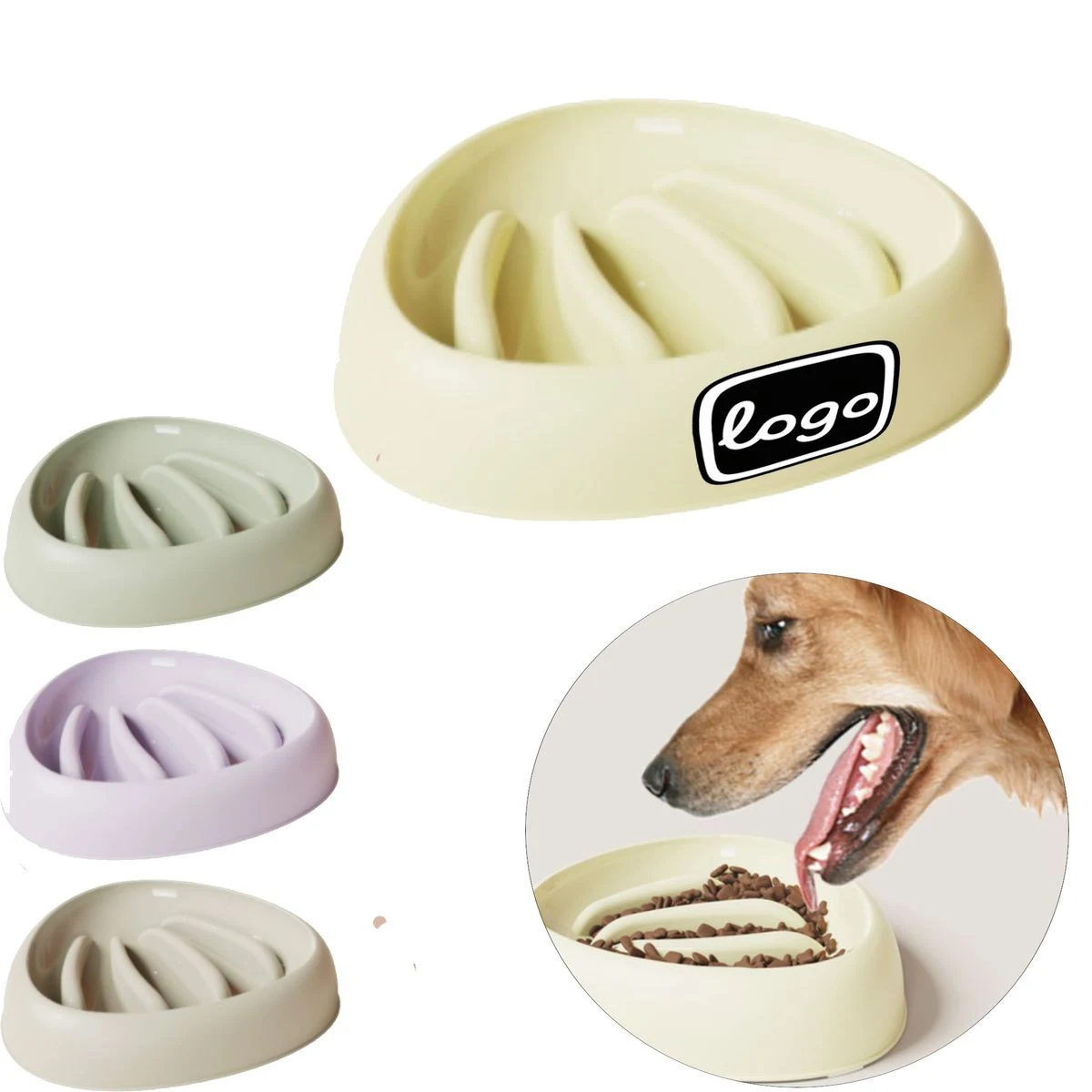 Shell Shaped Anti Tip Slow Feeder Plastic Pet Bowl 1