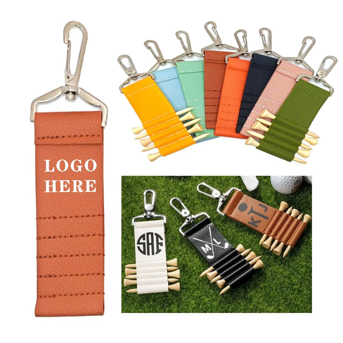 Promotional Leather Golf Tee Keychain Set For Corporate & Golf Events 1
