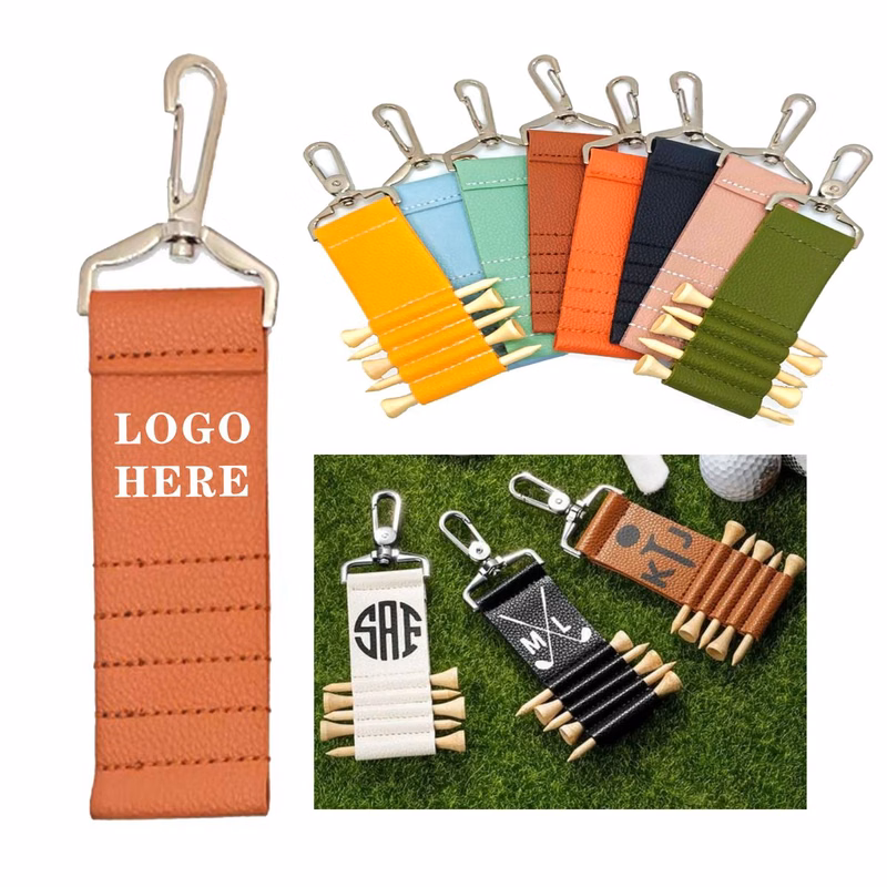 Promotional Leather Golf Tee Keychain Set For Corporate & Golf Events