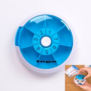 Rotatable Round Pill Case With 7 Compartments