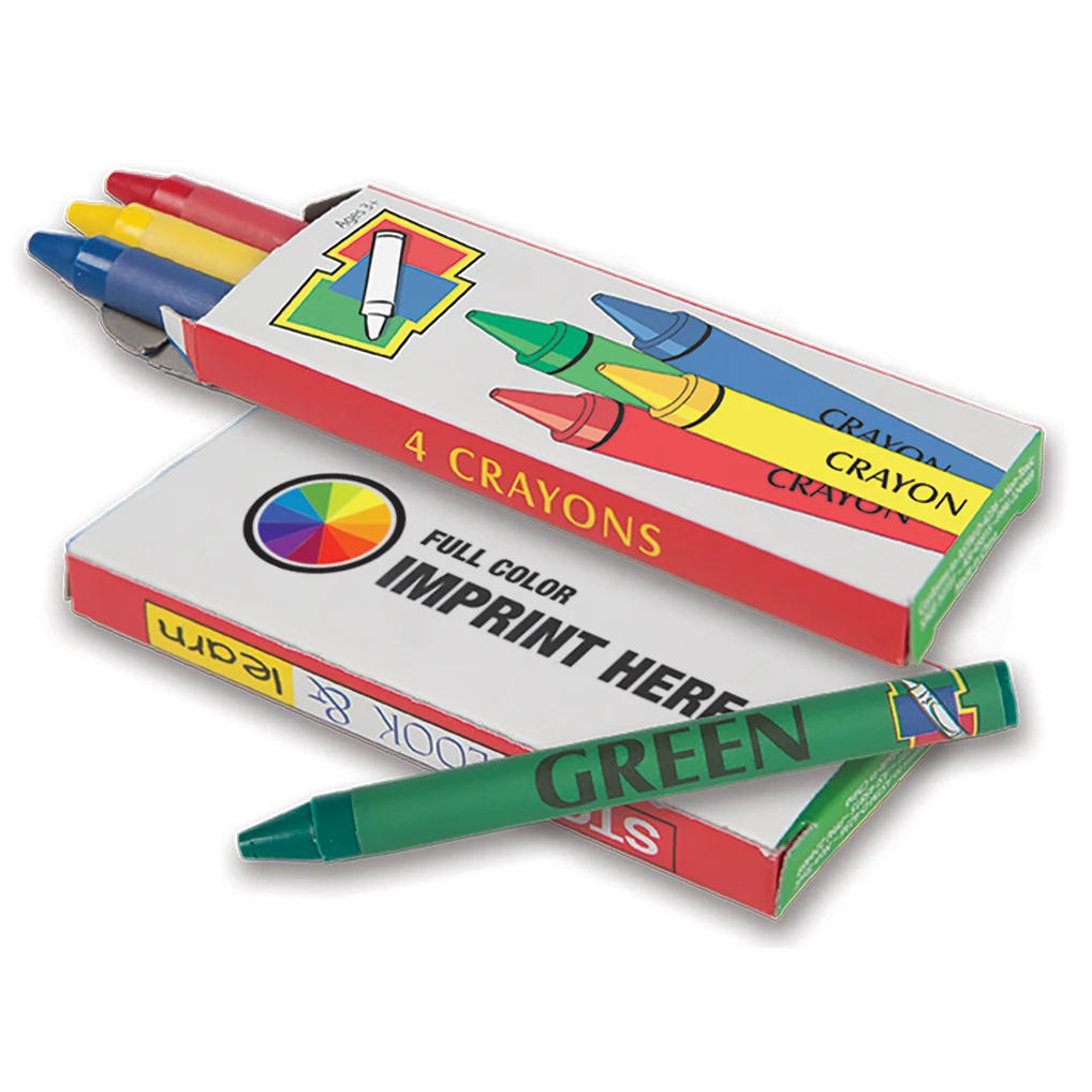 IMPRINTED CRAYONS - 4-Pack Box of Children's Crayons 1