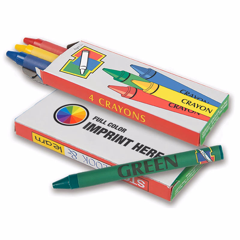 IMPRINTED CRAYONS - 4-Pack Box of Children's Crayons