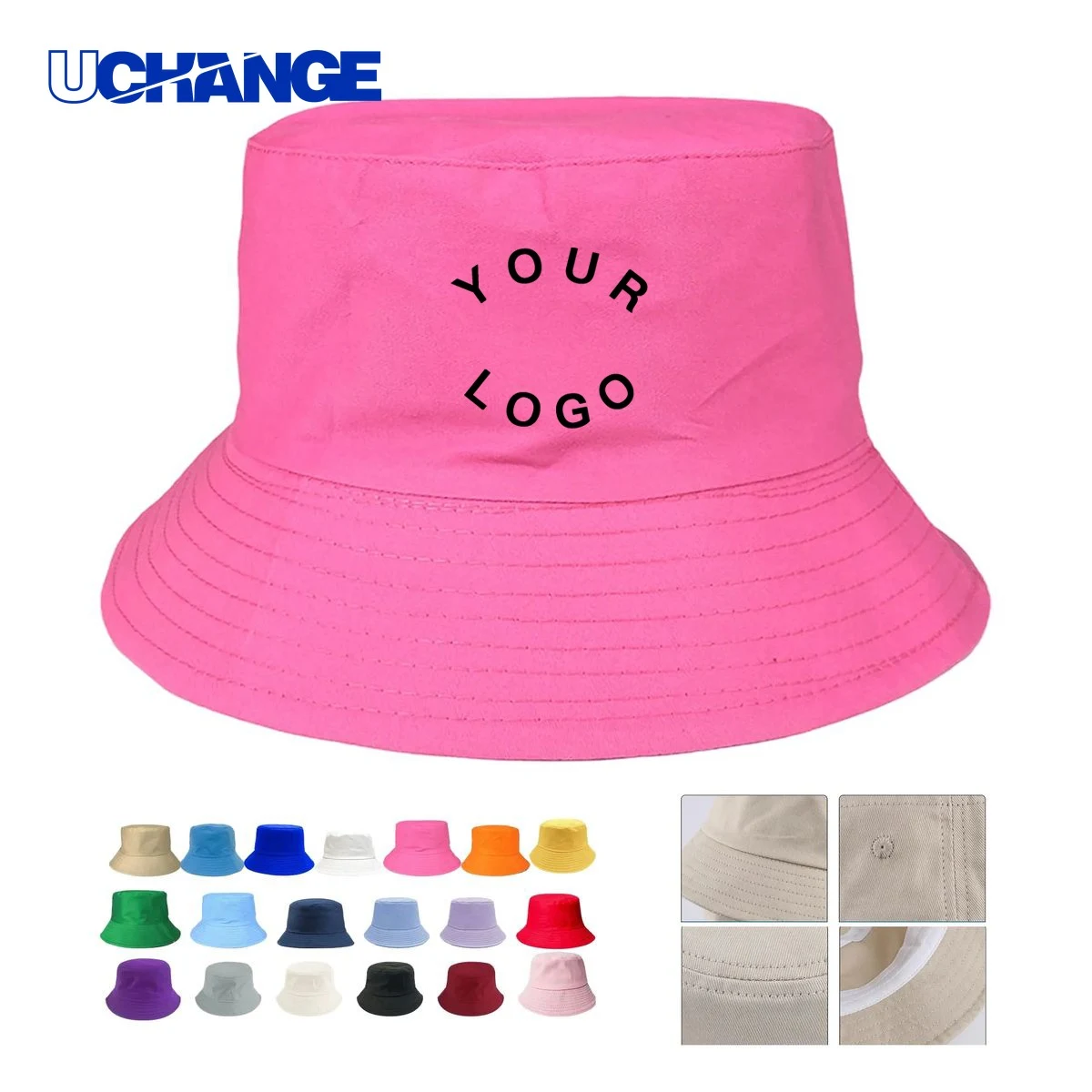 Flat Top Cotton Bucket Hat Headwear for Sun Shade 1