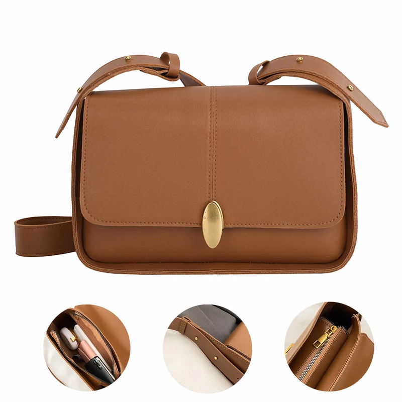 Vintage solid color fashion single shoulder crossbody simple