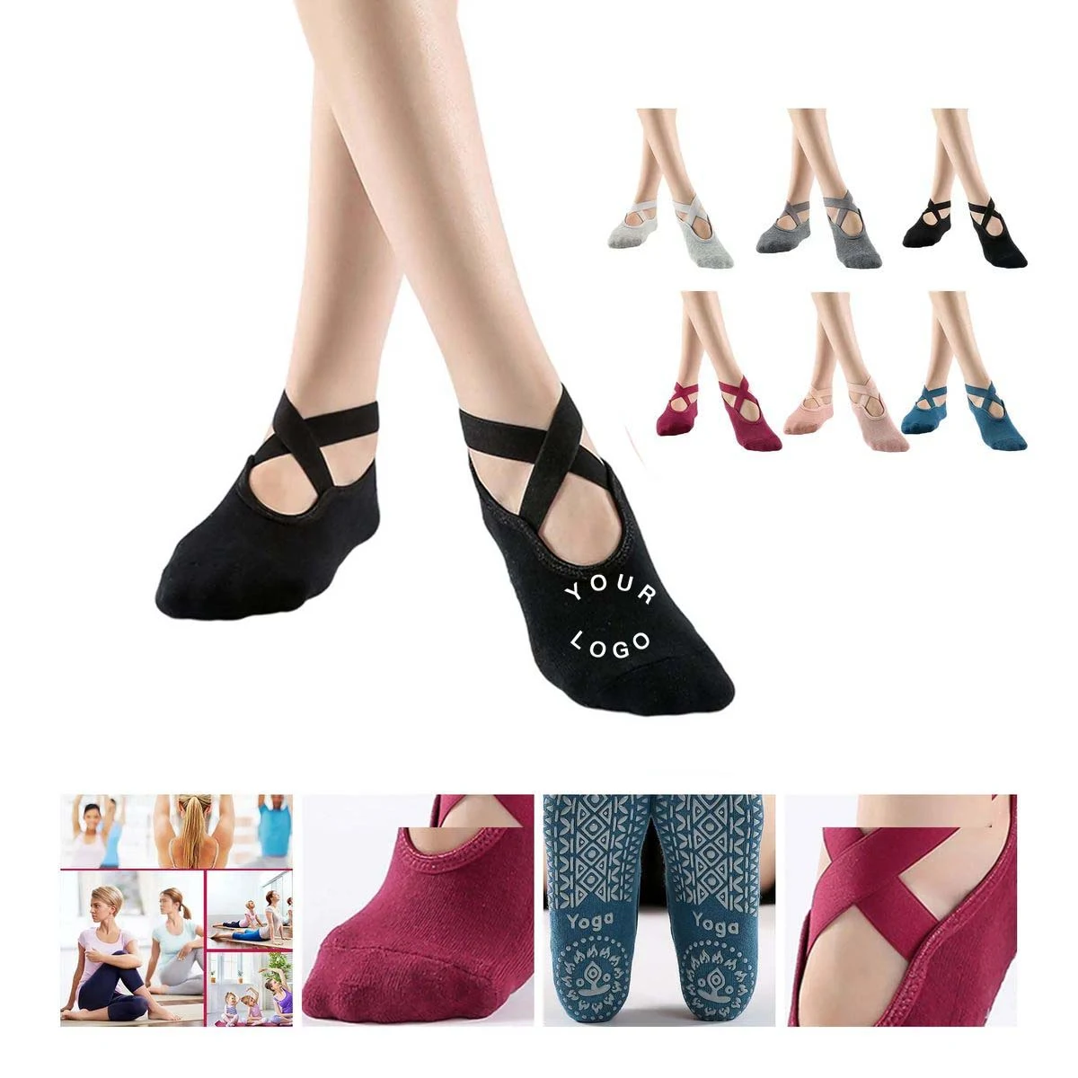 Durable Yoga Socks with Elastic Cuff 1