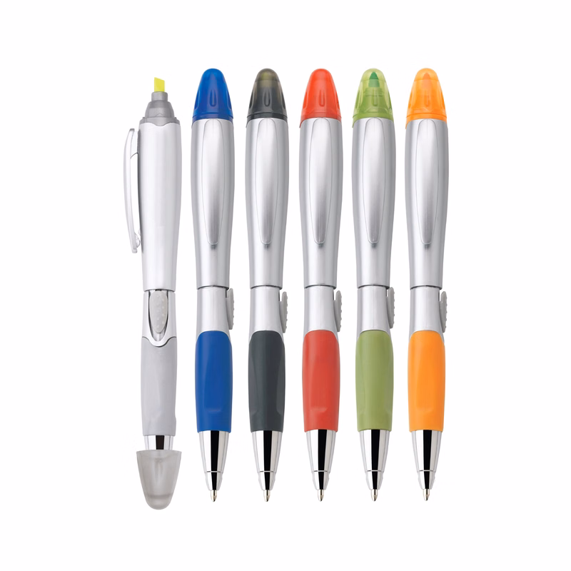 Silver blossom ballpoint penhighlighter