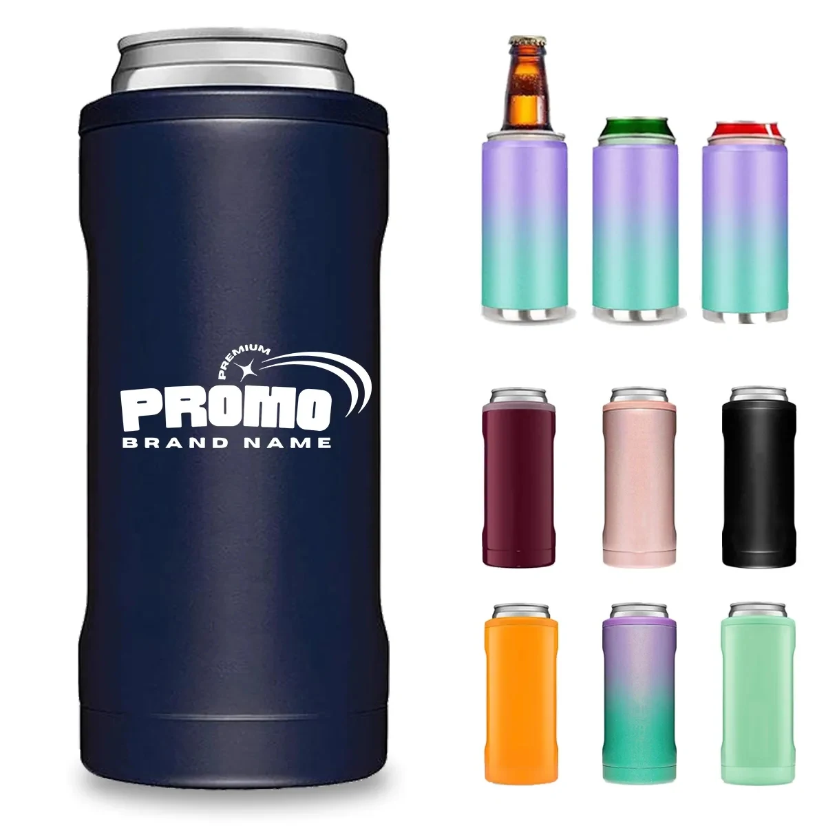 Double-Walled Stainless Steel Insated Cooler Drink Holder, custom koozie with logo imprint 1