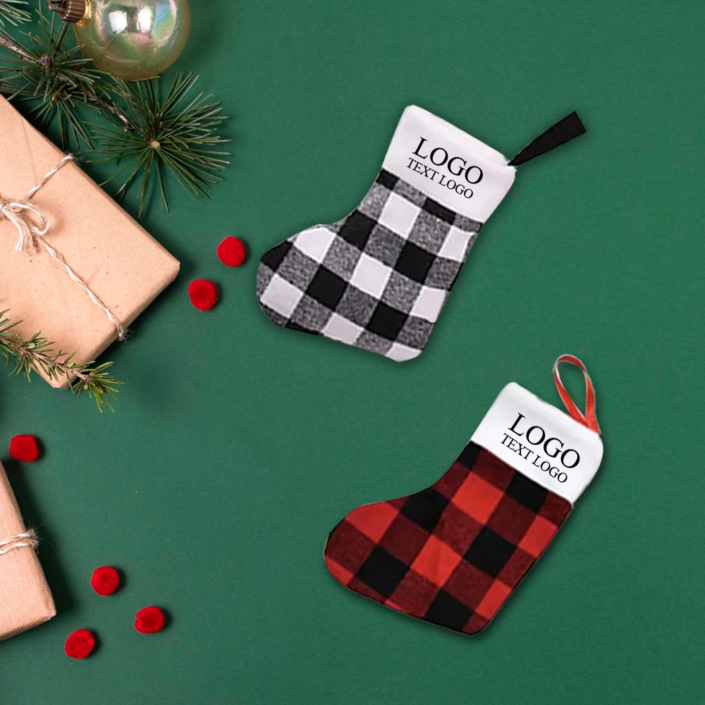 Plaid Christmas Stocking Ornament (Small), promotional household item with logo imprint 1