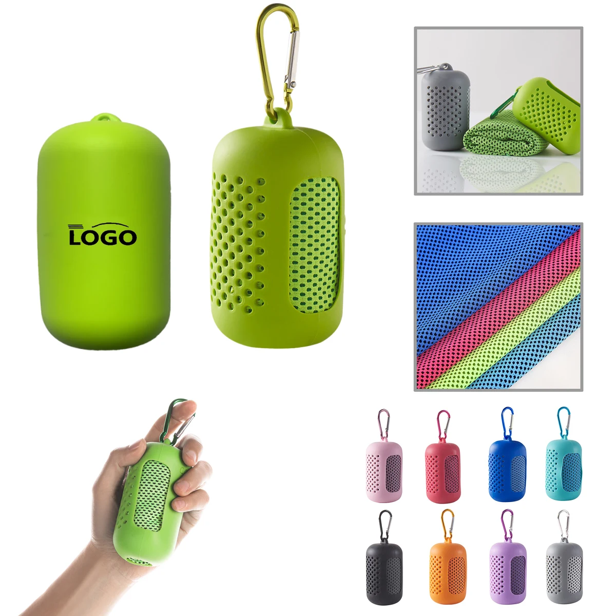 MOQ100 Cooling Towel in Silicone Case for Sports and Fitness 1