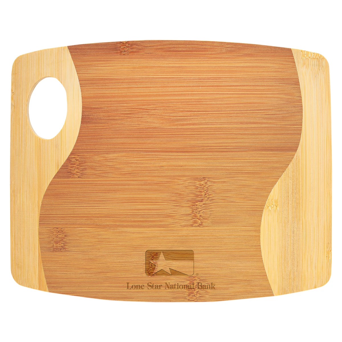 9" x 11" Bamboo Two Tone Cutting Board w/ Handle 1