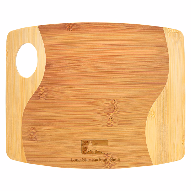 9" x 11" Bamboo Two Tone Cutting Board w/ Handle