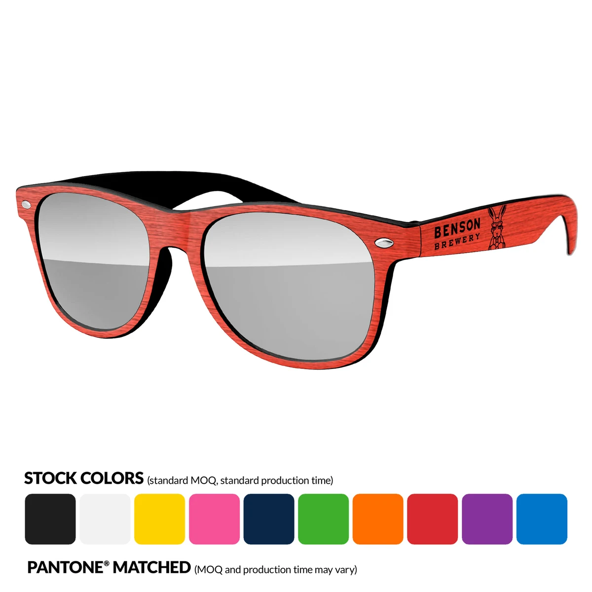 Retro Brushed Wood Mirrored Split Lenses Sunglasses 1