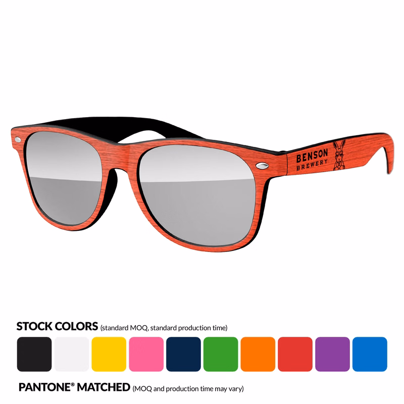 Retro Brushed Wood Mirrored Split Lenses Sunglasses