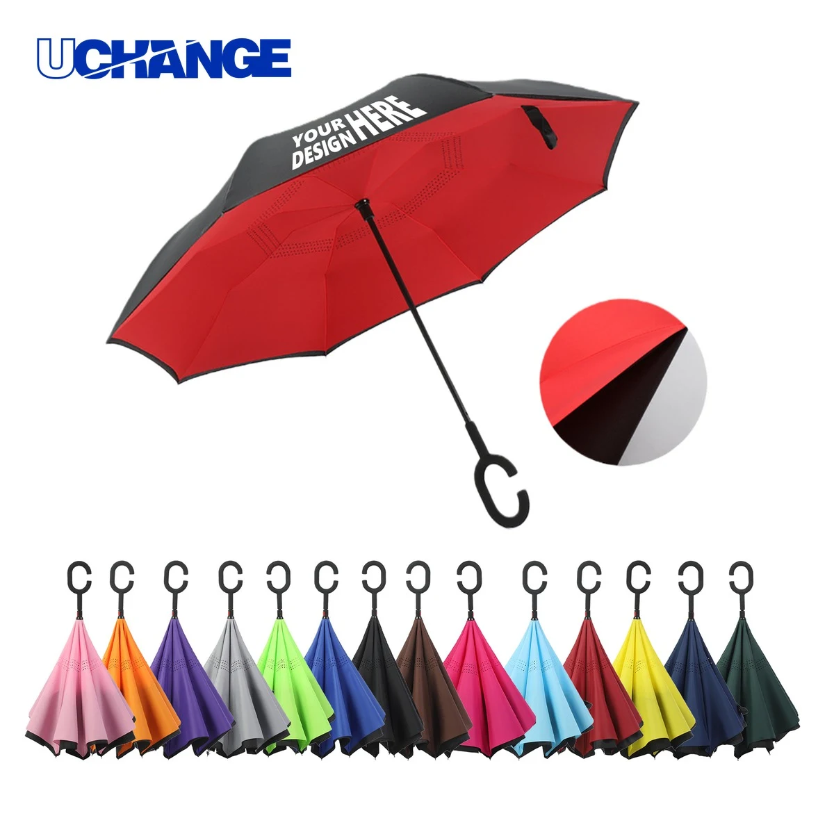Reverse Close Umbrella with C Handle 1