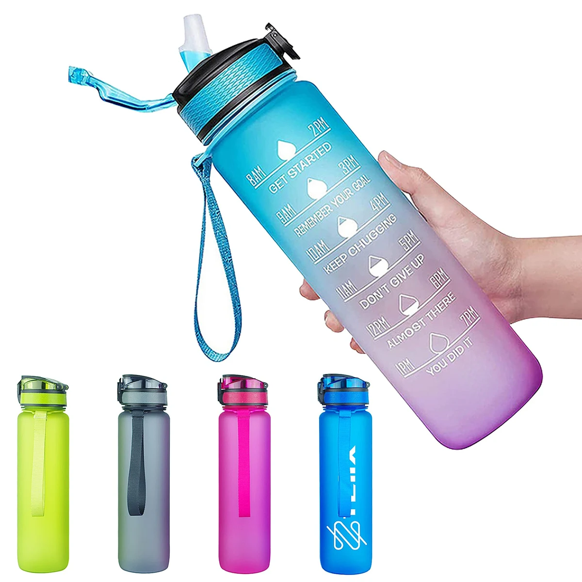 32 Oz. Motivational Water Bottle With Time Marker 1