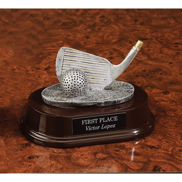 Resin Golf Club In Pewter Trophy
