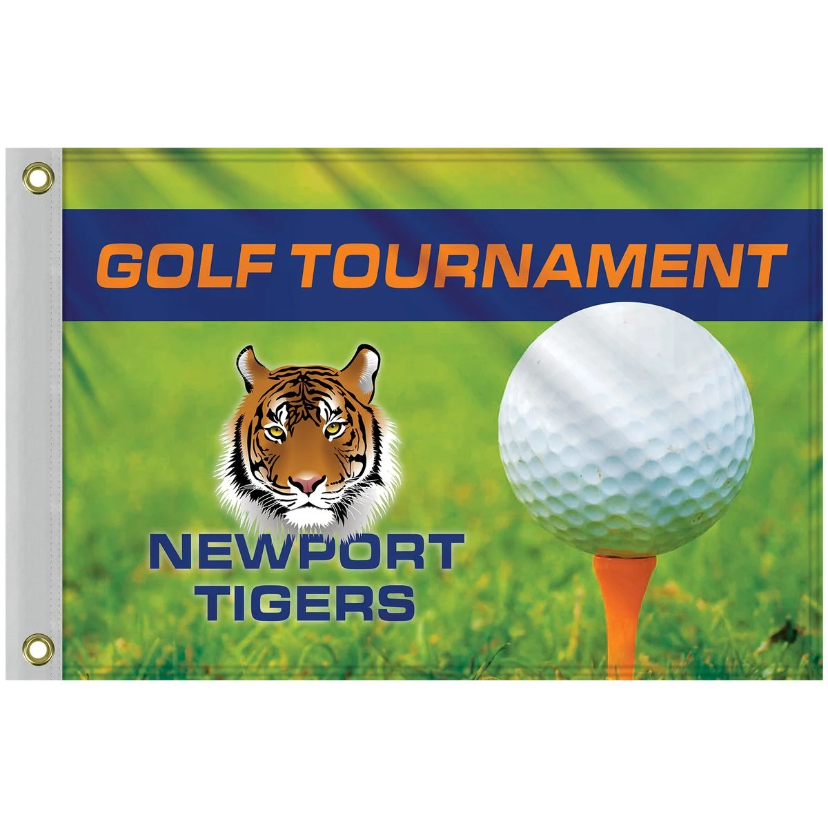 14" x 20" Custom Single Reverse Knitted Polyester Golf Flag with Heading & Grommets 1