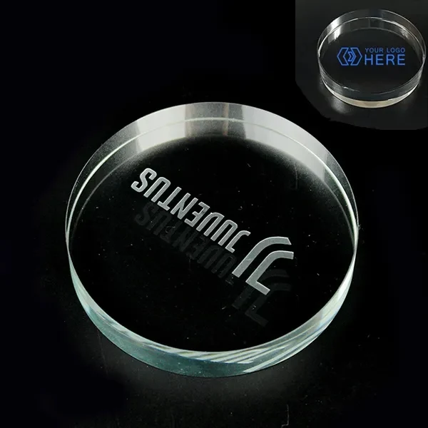 3.5" Crystal Round Paperweight 1