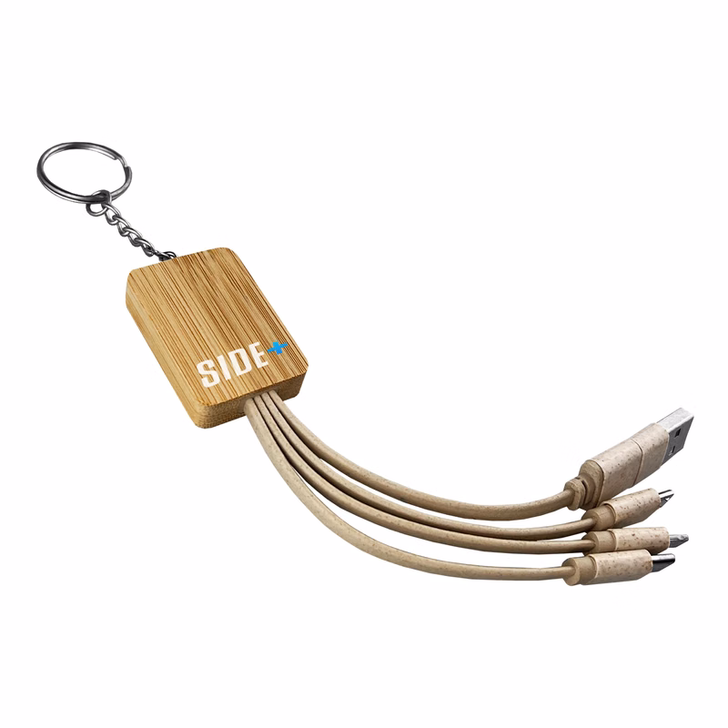 Bamboo Charging Cable Key Ring