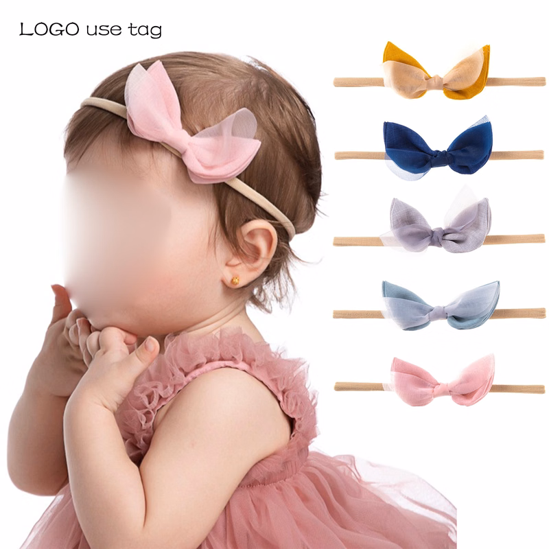 Nylon Baby Solid Color Bow Hair Accessory