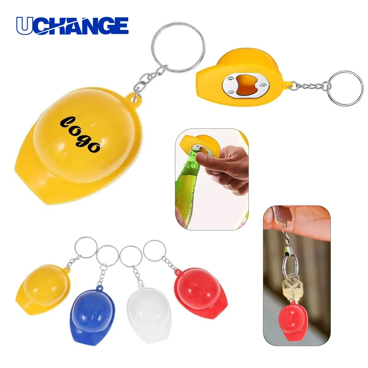 Hard Hat Bottle Opener Keychain Construction Theme Bar Tool 1