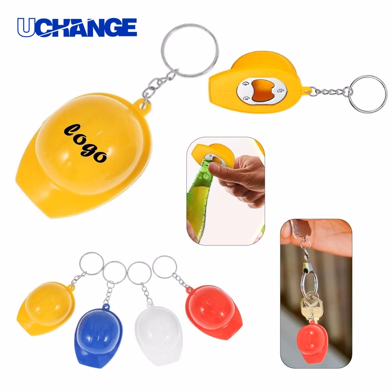 Hard Hat Bottle Opener Keychain Construction Theme Bar Tool