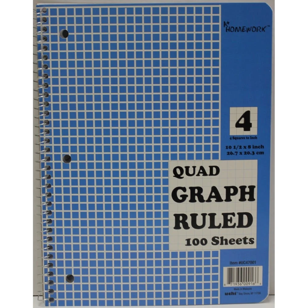 Quad Ruled Spiral Notebook - 100 Sheets Blue 1