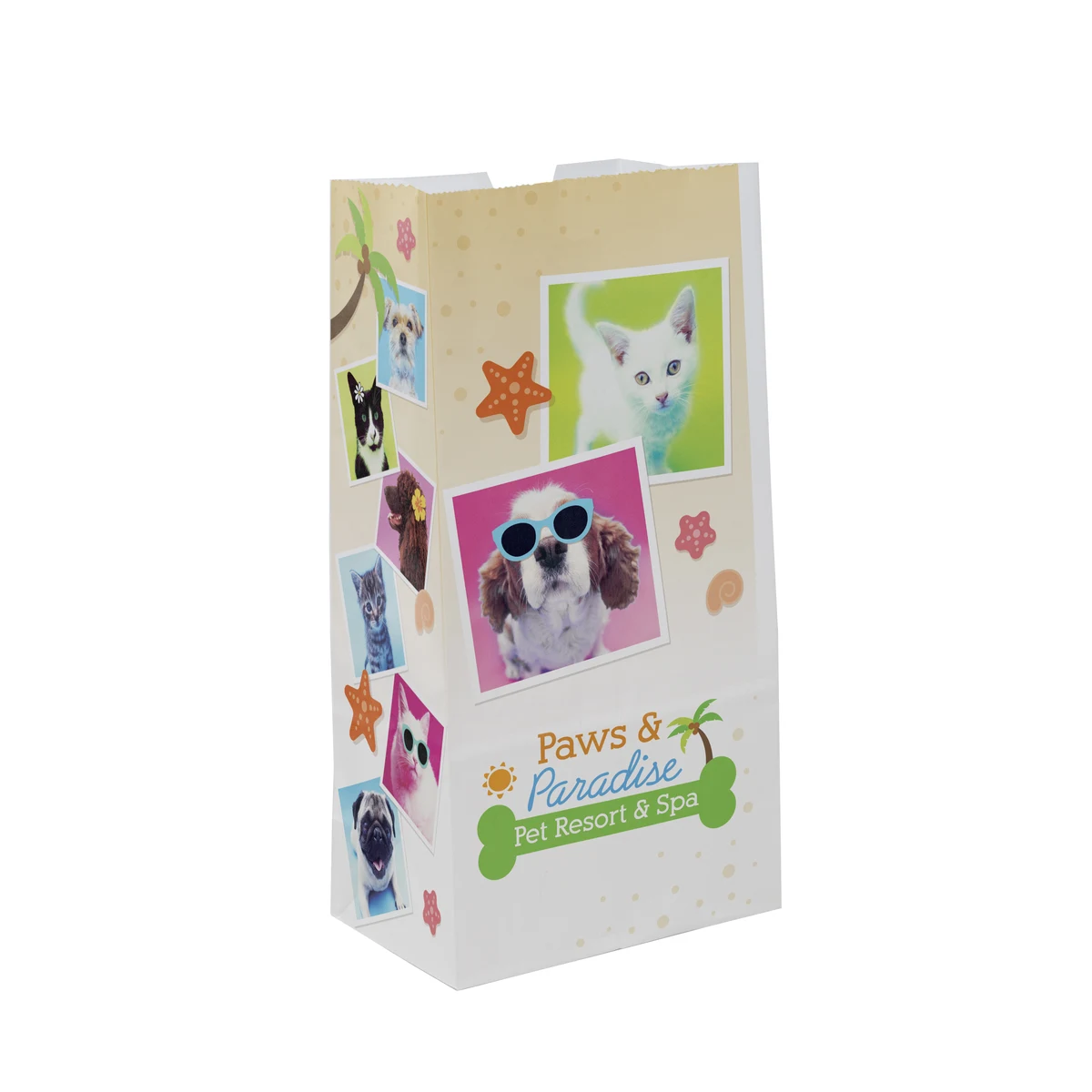 SOS 4# Full Color White Paper Bag (5"x 9.75"x 3.125") 1