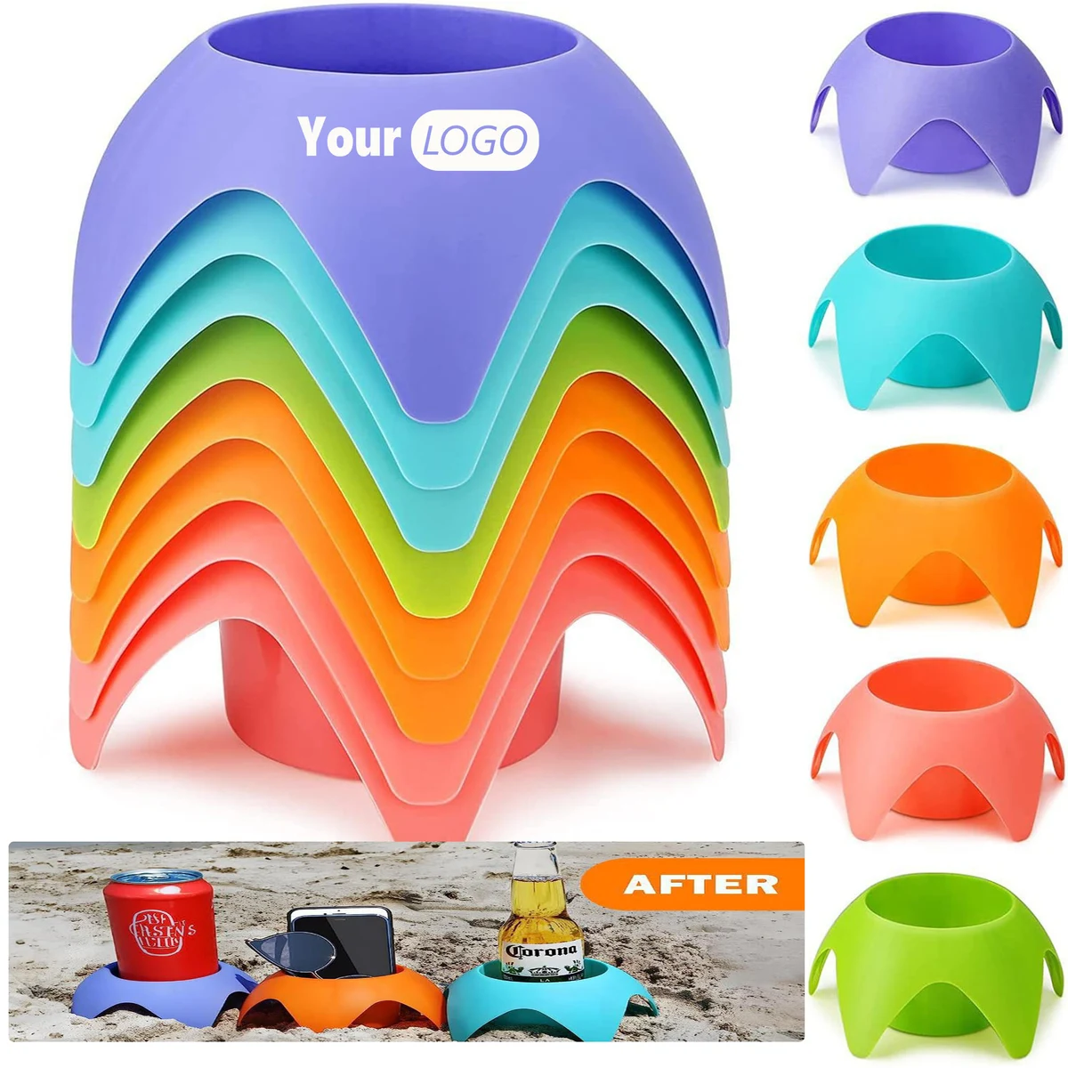 Portable Beach Drink Tray with Cup Holders 1