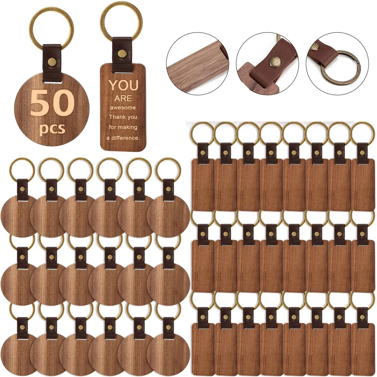 Custom Engraved Walnut Keychain 1