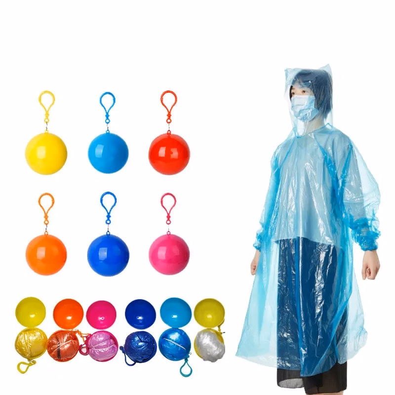 Portable Disposable Raincoat With Ball Key chain
