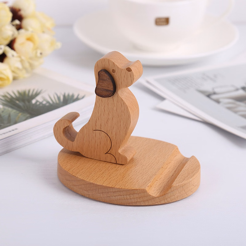 Dog Shaped Wooden Phone Holder