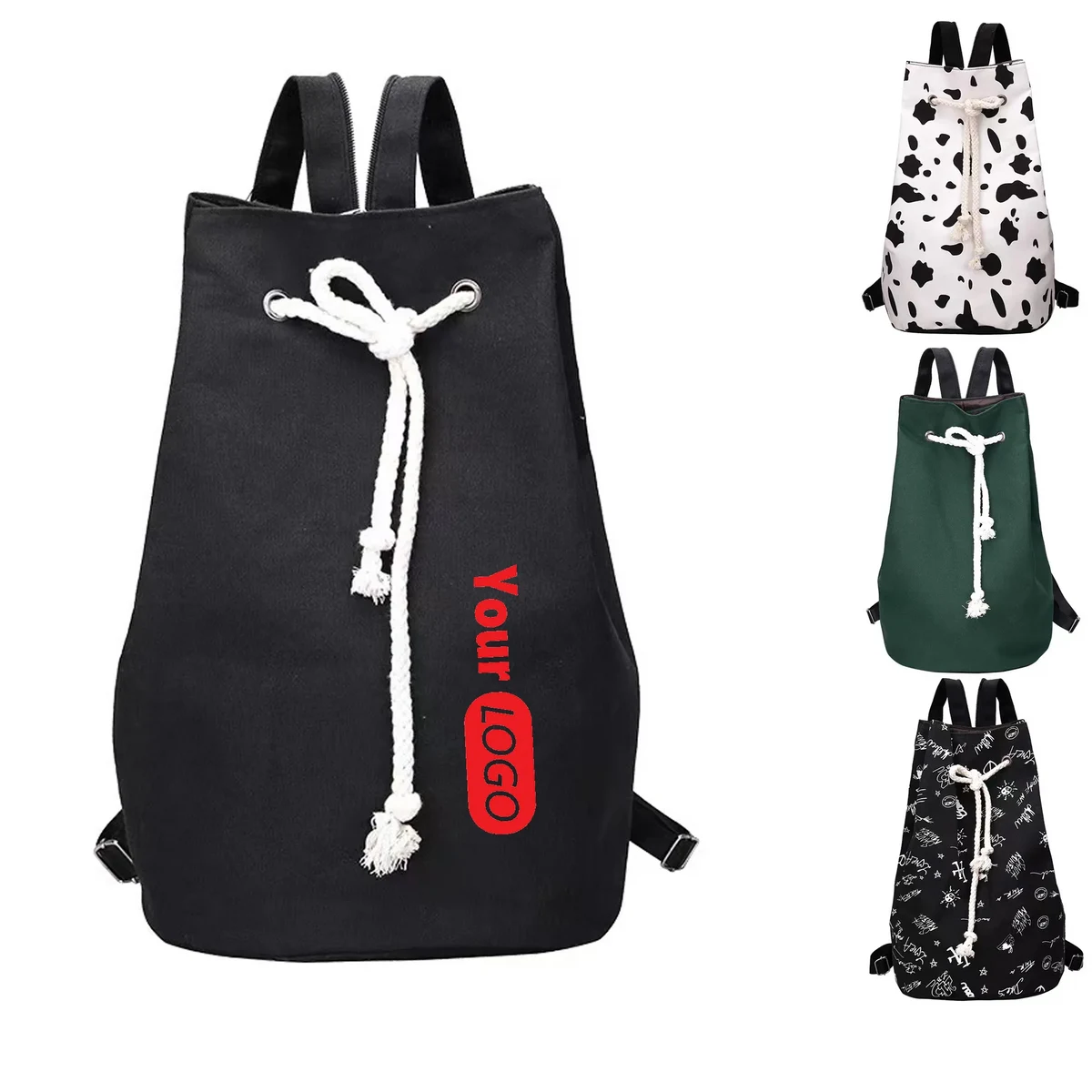 Custom High-Capacity Drawstring Canvas Backpack 1
