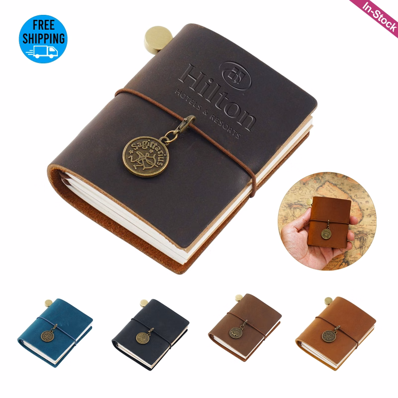 Mini Genuine Leather Cover Journal Notebook(2.68"x3.35")