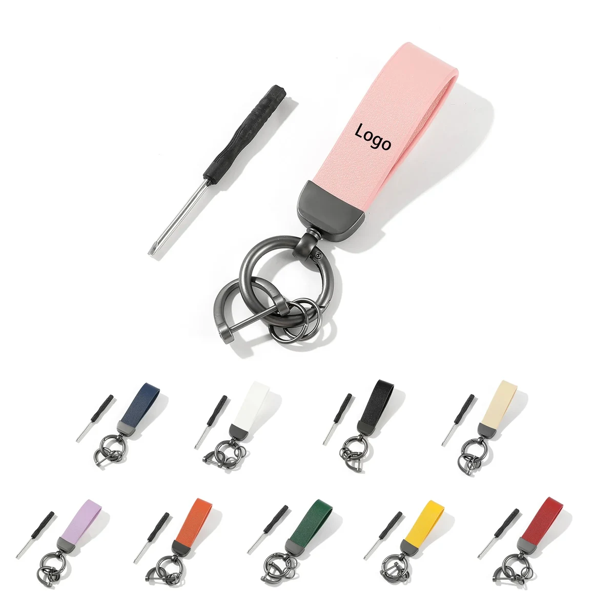 MOQ50 PU Leather Zinc Alloy Keychain With Screwdriver 1