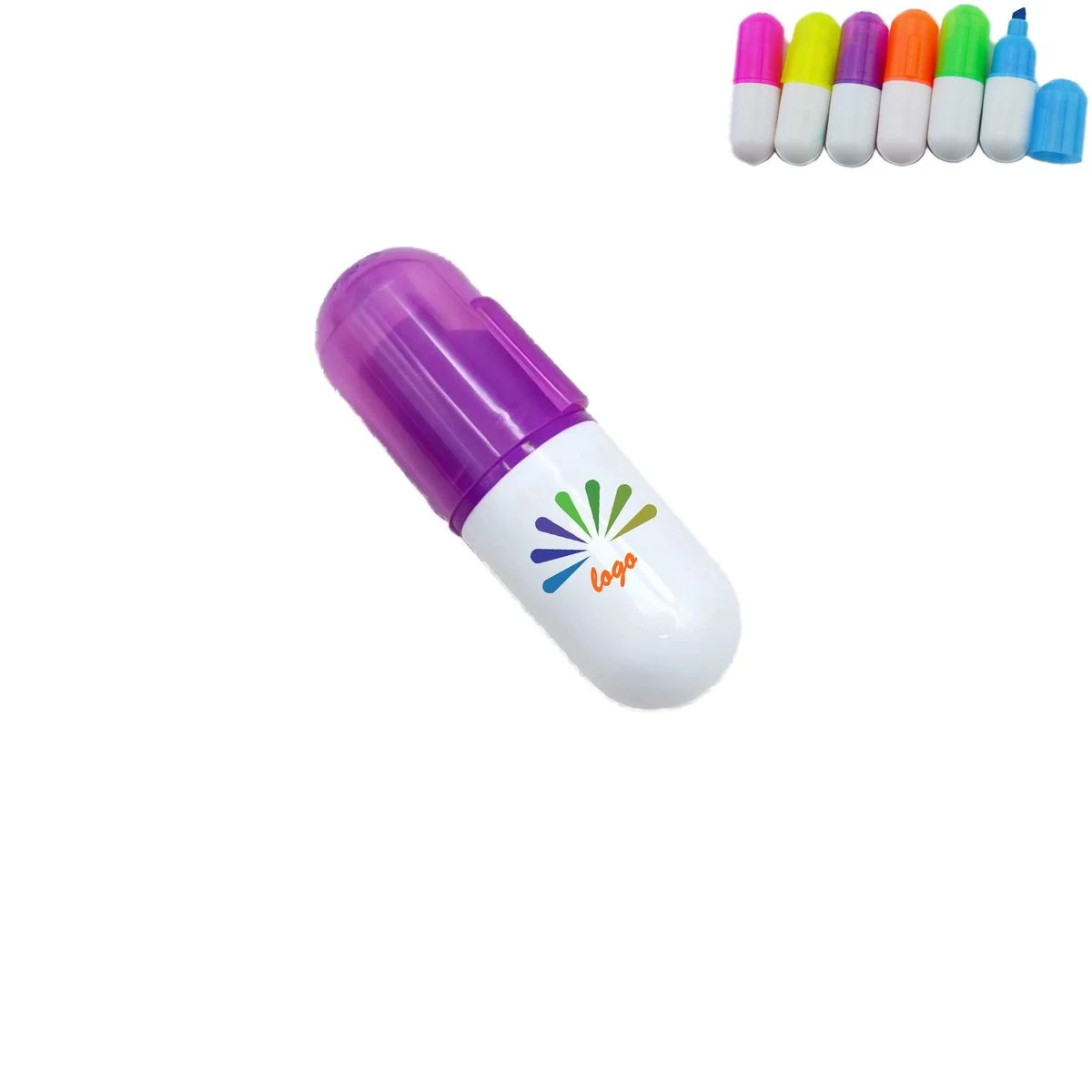 Compact Pill Style Highlighter Pens Custom Printed Logo 1